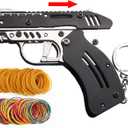 Rubber Band Gun New Generation Upgrade Mini Metal Foldable Toy Gun Keychain Foldable Handmade Toy Decor for Adults Kids