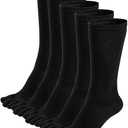ZAKASA Mens Toe Socks Athletic Running Cushion Five Finger Cotton Crew Socks