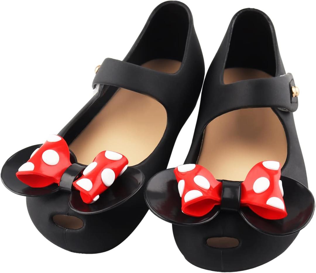 Amtidy Mary Jane Dance Party Cosplay Shoes Girls Sweet Dot Bow Princess Birthday Sandals for Little Girls (8 Narrow Toddler, Cartoon Black)