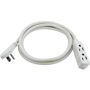 Clear Power 6 ft 14/3 SJT 3 Outlet Heavy Duty Flat Plug Extension Cord for Small Tools, appliances and Office Equipment, White, 3 Prong Grounded Plug, CP10046