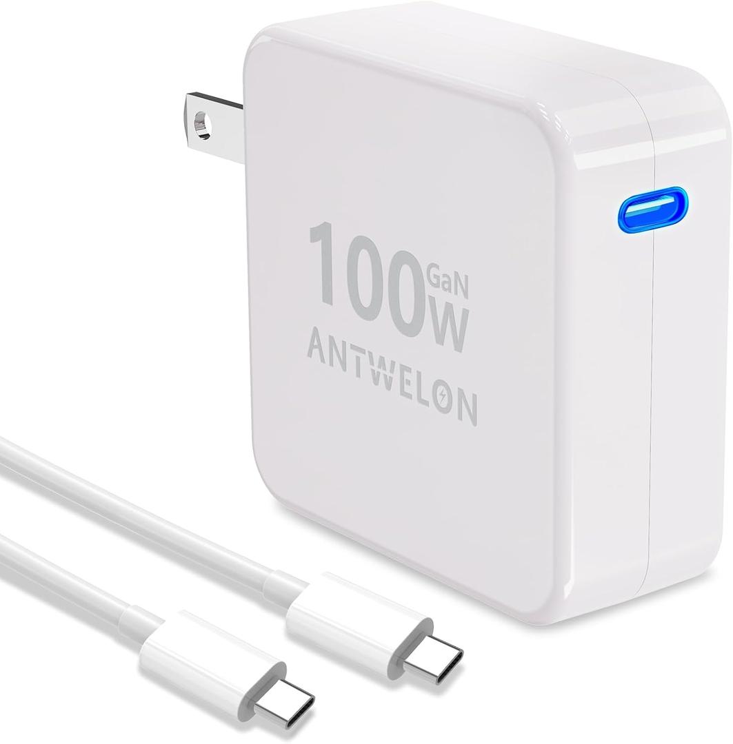 100W USB C Charger GAN III Type C PD3.0 Compact Wall Charger for MacBook Pro 16 15 14 Zoll, MacBook Air, iPad Pro, Galaxy S23 S22, Dell XPS, HP, Lenovo, Laptop, Tablet, Include 6.6Ft USB C Cable