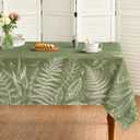 Horaldaily Spring Tablecloth 60120 Inch Rectangular, Green Plants Wild Fern Washable Table Cover for Party Picnic Dinner Decor
