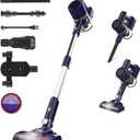 N7S Cordless Vacuum Cleaner, 6-in-1 Lightweight Stick Vacuum with Powerful Suction, 6-Cell 2200mAh Rechargeable Battery, Handheld Vacuum Cleaners for Pet Hair, Carpet, Floor (Blue)