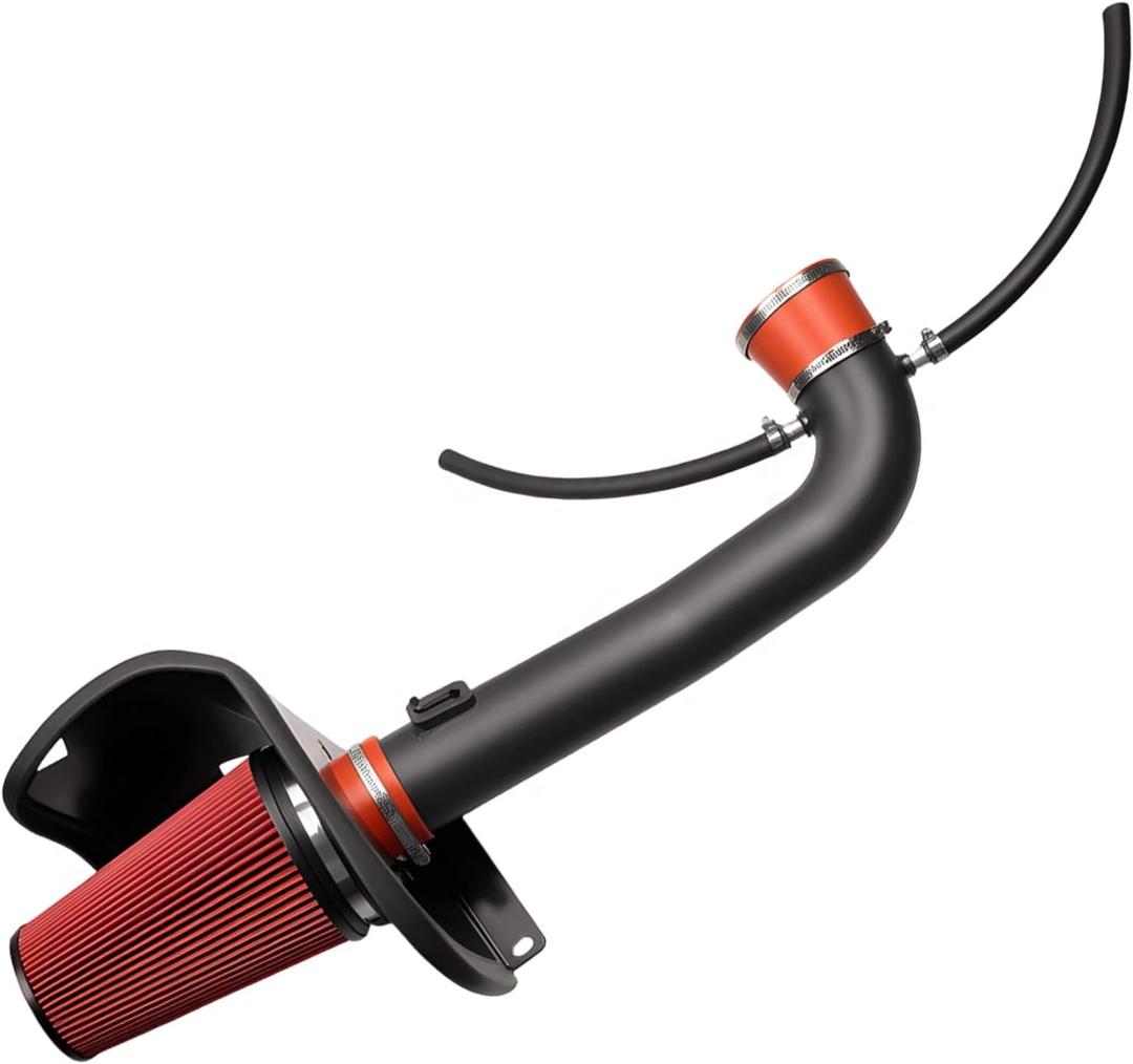 Cold Air Intake System with Heat Shield, Black Powder Coated, for 2014-2018 Chevy Silverado|GMC Sierra 1500|Cadillac Escalade1500 5.3/6.2L V8 Engine ﻿