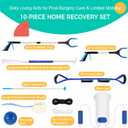 10PCS Hip Kit Post Surgery for Seniors - Hip Replacement Kit After Surgery - 32" & 21" Grabber Reachers, Sock Aid, Leg Lifter, Shoe Horn&Dressing Stick, No-tie Shoelaces, Back Scratcher & Shower Brush