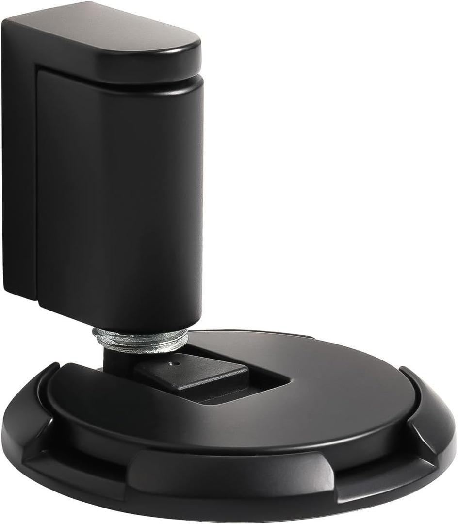 Windproof Door Stopper Indoor Heavy Duty Floor Door Stop Keep Door Open Mechanical No Drilling Door Stopper with Screws and Adhesive Pads, 1 Pack, Matt Black