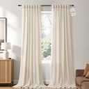 Naturoom Extra Long Linen Curtains 134 Inch for Living Room Cream Beige, 52"W x 134"L