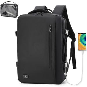 BESMART 38L Expandable Travel Backpack for Men, TSA Flight Approved Carry On Fits 17" Laptop, Waterproof Anti-Theft Backpack with USB Charging Port/Luggage Sleeve/Removable Wash Bag for Business Trip, Large