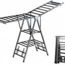 71" Foldable Clothes Drying Rack, Heavy Duty Laundry Drying Rack with Wheels, 3-Level Large Standing Clothes Rack, No Assembly Required Rust-Proof Carbon Steel for Indoor/Outdoor