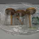 Suclain 3 Pcs Glass Coffee Container with Wooden Lid Spoon Shelf Labels Clear Airtight Jar Food Storage Canister Set for Sugar Spice Coffee Bean Holder Housewarming Gift(13.5,20,25 oz,Acacia Brown)