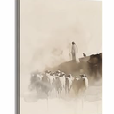 Jesus leaving 99 sheep Canvas Wall Art Jesus and Lamb Wall Decor Picture Good Shepherd Poster Print Bible Story Painting Artwork for Bedroom Home Room Decoration Prepare To Hang 16x24in
