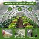Garden Netting Kit for Raised Beds, 10x30FT Ultra Fine Mesh Netting 6 Sets of 8FT Fiberglass Garden Hoops, Row Cover Insect Netting for Vegetable Plant Fruit Flowers Protection