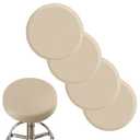 ANWUCHEN Stool Covers - 4 Soft Bar Stool Seat Covers, Elastic Slipcover for 13-18 Inch Wooden/Metal Round Chairs (Beige)