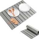 Large Stone Dish Drying Mat for Kitchen Counter, 24"(L)16"(W), Collapsible Quick Dry Mat with Superior Absorbency, Eco-Friendly Diatomaceous Earth Drying Mat for Dishes, Cups (Light Gray)