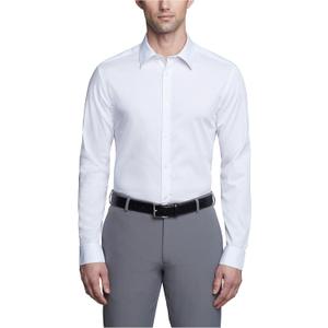 Calvin Klein Men's Dress Shirts Slim Fit Non Iron Solid (18" Neck 34"-35" Sleeve, White)