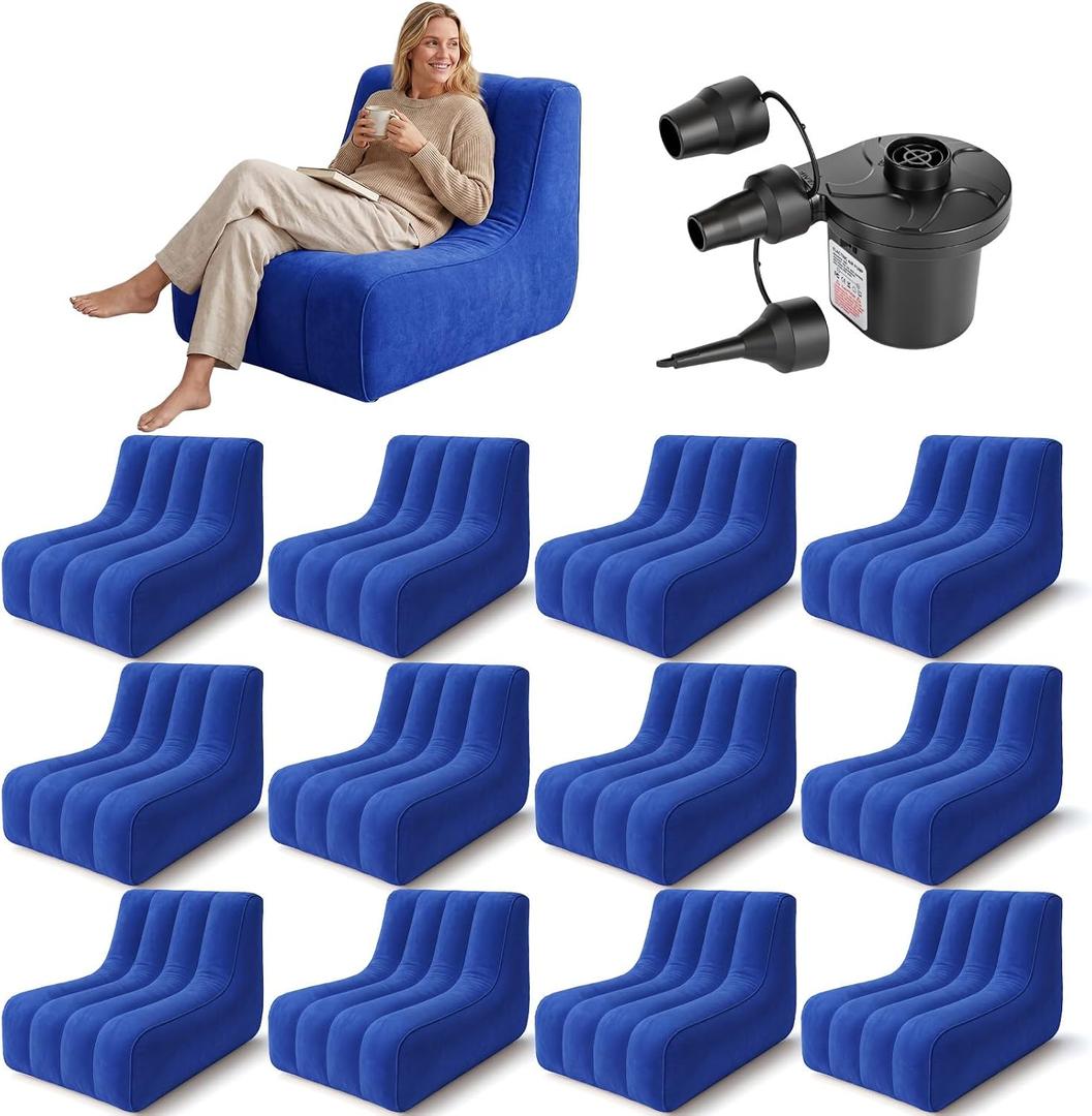 12 Pcs Inflatable Chairs Blow up Couch with Pump,Royal Blue, 33.46 x 23.62 x 25.20 inches