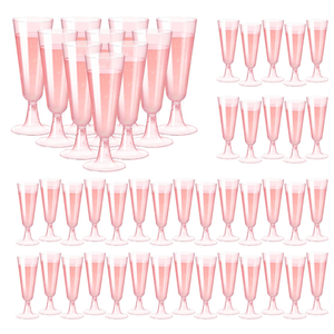 SUREHOME Pink Champagne Flutes Plastic Champagne Glasses Disposable Mimosa Glasses 40 Pack 5 Oz Acrylic Stemware Cocktail Cups Bulk for Valentines Wedding Toasting Engagement Party Supplies