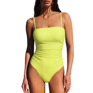 SUUKSESS Women Sexy One Piece Swimsuit Tummy Control Square Neck Bathing Suit, Large
