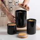 Sweejar Ceramic canisters for kitchen counter,Stackable Food Containers Set with Airtight Seal Bamboo Lid for Serving Ground Coffee, Tea, Spice, Flour and Sugar-Set of 3 (Black)