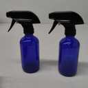 Cornucopia Brands 8-Ounce Cobalt Blue Glass Boston Round Spray Bottles (2 Pack) 3-Setting Heavy Duty Sprayers, Empty Refillable Bottle