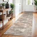 2'6''x12' Washable Kitchen Runner Rug: Modern Abstract Runners for Hallway Soft Non Slip Rugs with Rubber Backing Low Pile Thin Floor Carpet for Entryway Bedroom Bathroom Indoor(Brown/Brick,2'6''x12')