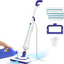 1300W Steam Mop Cleaner with Detergent Dispenser, 25s Fast Heating Floor Steamer for Hardwood and Tiles, Lightweight Carpet & Upholstery Steamer with 2 Washable Pads