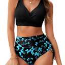 Arolina Womens High Waisted Bikini Sets V Neck Twist Front Two Piece Swimsuit Adjustable Tie Side Bathing Suit, 16W