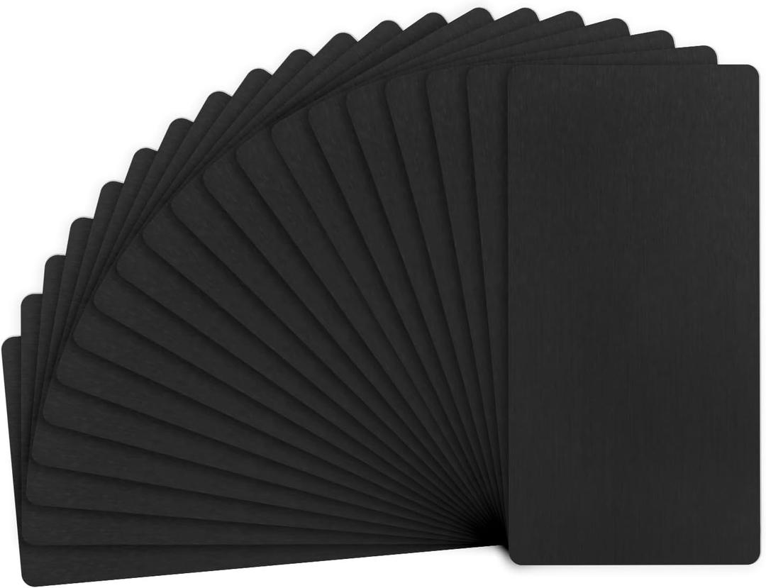 M METERXITY 20-Pack Anodized Aluminium Laser Engraved Mount Metal Plate 4x2x0.02 Inch Engraver Blank Anodized Aluminum Sheets for DIY Laser Printing/Home/Office[Black]