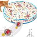 Interactive Cat Toys, Fast Rolling Ball in Play Mat, Automatic Motion Activated Ball Hide and Seek for Cat Indoor Toys, Mouse Catching Game Boredom Relief, 28" Mat