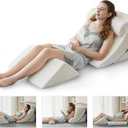 Ganaver 4pcs Orthopedic Bed Wedge Pillow Set Post Surgery Relaxing Back Adjustable Head Support Cushion Triangle Memory Foam Pillow for Acid Reflux Sleeping Reading Leg Elevation Snoring White