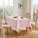 ZeeMart Basic Linen Textured Table Cloth, 52 x 70 Inch Pink, Farmhouse Style Pink Rectangle Tablecloth, Wrinkle Resistant Washable Heavy Weight TableCloths