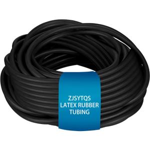 Natural Latex Rubber Tubing 1/4" (6mm) ID x 3/8" (9mm) OD Surgical Tubing Slingshot Bands Fitness Hose Tube (Black 10FT 50FT) (Black, 10FT)