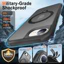 HuwaiH 360 Rotatable Magnetic Ring Stand for iPhone 16e Case, Compatible with MagSafe, Military-Grade Shockproof, Anti-Scratch Matte Translucent Phone Case for iPhone 16e(Black)