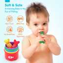 hahaland Montessori Toys for 1 Year Old Boy Girl Birthday Gift - 10 in 1 Cloth Fishing Game Toddler Toys with Stacking Cups - Number Counting, Color Sorting Learning