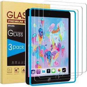 SPARIN 3 Pack Glass Screen Protector Compatible with iPad 6th 5th Generation 9.7 inch/iPad Air 2, Tempered Glass, Alignment Frame