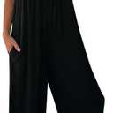 Dokotoo Women's Loose Sleeveless Jumpsuits Adjustable Spaghetti Strap Stretchy Long Pant Romper Jumpsuit with Pockets (1 Black)