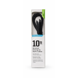 Cell Candy 10 Ft Braided Charge For Micro USB Black