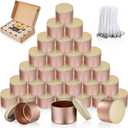 Candle Tins Jars Container Vessels for Making 4 8 Oz Rose Glod Empty Candle Tins Can Gift Box Packaging With Lid Wax Container Bulk Making Diy Candle Supplies Accessories(Rose Glod,4oz,24pcs)