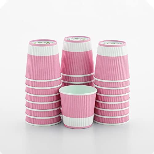 Restaurantware Ripple Wall Coffee Cups 25 Count 4 Ounce Insulated Light Pink Paper Cups, Rolled Rim Spill-Resistant Disposable Paper Non-Slip for Coffee, Beverages