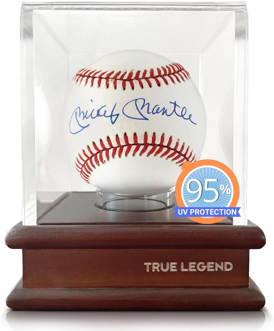 True Legend Baseball Display Case with 95%+ UV Protection: Premium Baseball Holder with Thick Acrylic Polished Edges - Perfect Display Stand for Sports Memorabilia Collectors
