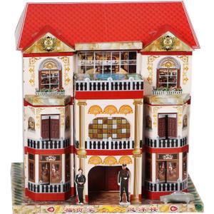 Ancestor Money - Chinese Joss Paper Three-Storey Villa Papercraft, Sacrificial Supplies for Ancestor Deceased Family During Hungry Ghost Festival All Souls Day