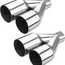 2.5 inch Exhaust Y Pipe, 2.5" Single to 3.5" Dual Exhaust Adapter Connector, 10.25" Overall Length, Universal 2 1/2 Inch Y Tail Pipe, Weld-on, Silvery, 2PCS