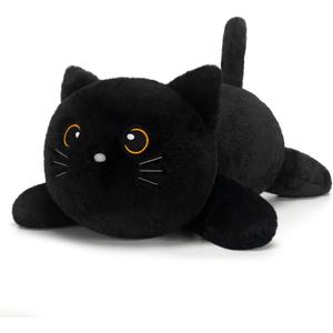 SQEQE Weighted Stuffed Animals Black Cat, Weighted Black Cat Plush, Plushies for Cozy Comfort, Soft Black Cat Pillow Toy for Kids Adults, Christmas & Valentines Gift 23.6 Inch 3.8 Lbs