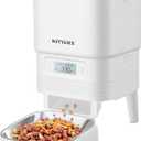 Automatic Cat Feeders - Nityers 4L Dog Automatic Feeders with Stainless Steel Bowl,1-6 Meals Per Day, Programmable Portion Size, Detachable Washable, Auto Pet Feeder for Cats and Dogs (White)