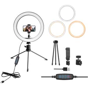10'' Ring Light with Stand, LED Selfie RingLight for Desk- Suitable for Phones and Cameras, for Makeup/Photography/Videos/Vlog/TikTok