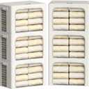 FHSQX 6 Pack Clothes Storage Bins with Metal Frame Foldable Storage Bins for Clothes Linen Fabric Storage Box with Clear Window (Lvory White, 19.7x15.7x13inch(66L))