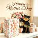 Juegoal Garden Bear Statue with Solar LED Lantern, Luminous Welcome Sign, Gifts for Mom Yard Art, Whimsical Figurine Large Sculpture Lighted Outdoor Mother's Day Spring Decorations for Lawn, Porch