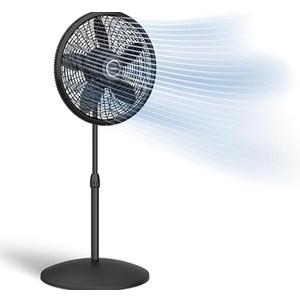 Lasko Pedestal Fan, Oscillating Fan for Bedroom with Adjustable Height and 3 Cooling Speeds, Portable, 18", Black, 1827