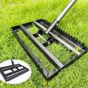 Lawn Leveling Rake - Heavy Duty Yard Leveler , Reinforced Welds, 74" Adjustable Handle, Reversible Plate for Soil, Dirt, Ground, Backyard Top Dressing, Landscaping (17x10 inch)