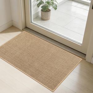 SMILOOL Front Door Mat Indoor Entrance, 20" x 32" Non-Slip Inside Door Mats for Entryway, Dirt Resistant and Absorbent Washable Doormat, Low Profile Entry Way Doormats, Floor Mats for House, Beige